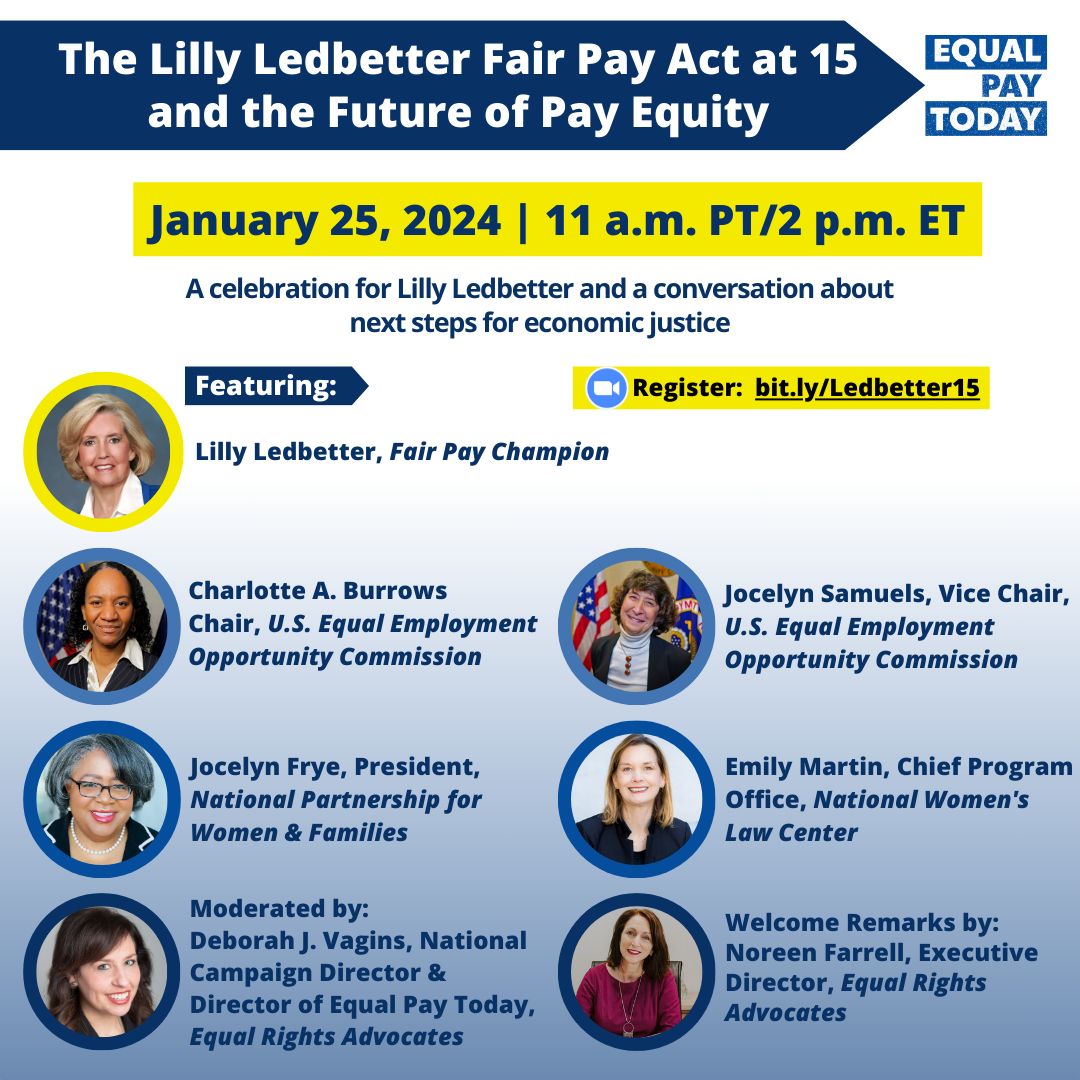Webinar The Lilly Ledbetter Fair Pay Act at 15 & the Future of Pay Equity Equal Rights Advocates
