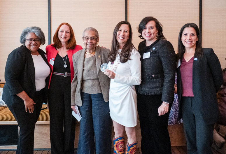 Justice Rising Presenter Jocelyn Frye (President of co-host National Partnership for Women & Families), our esteemed legislator honorees, Congresswomen Eleanor Holmes Norton (DC) and Teresa Leger Fernández (NM), along with the Equal Rights Advocates Team, Noreen Farrell, Executive Director, Deborah J. Vagins, Director of Equal Pay Today & National Campaign Director, and Jessica Ramey Stender, Policy Director & Deputy Legal Director