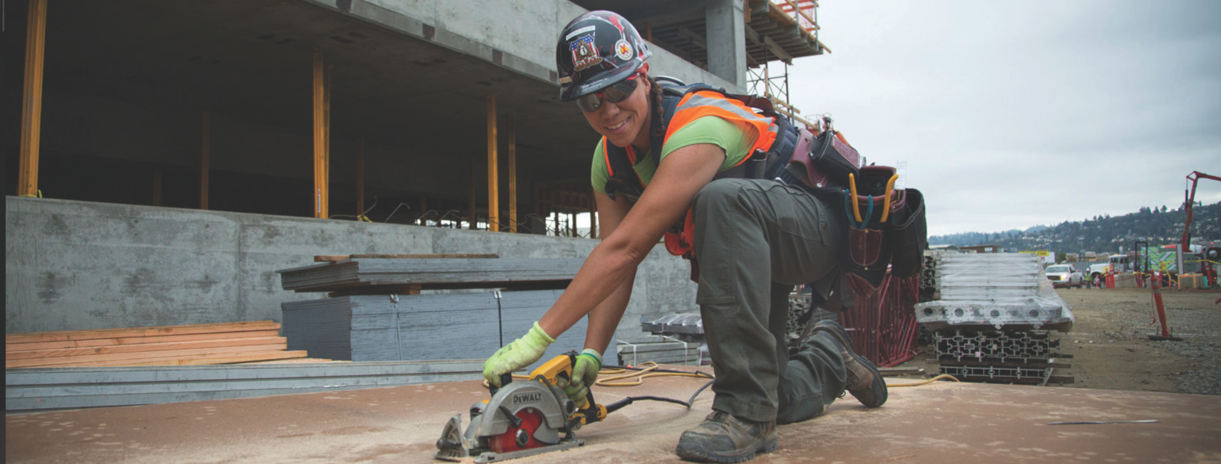 Woman construction worker on a job site