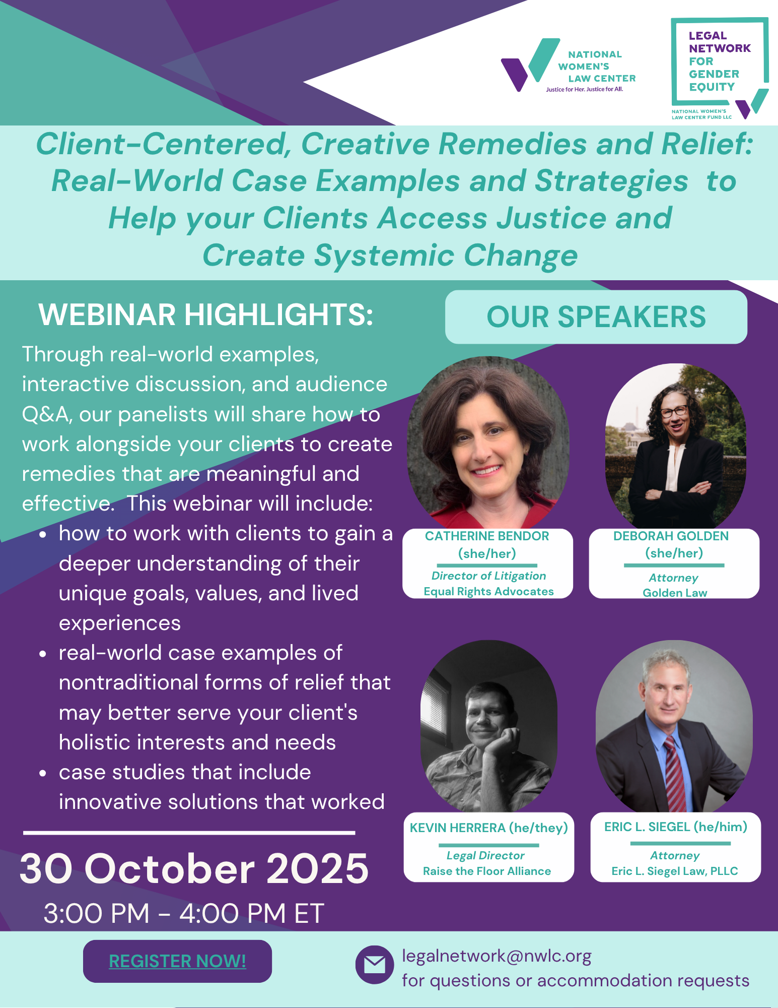 Client-Centered, Creative Remedies and Relief flier