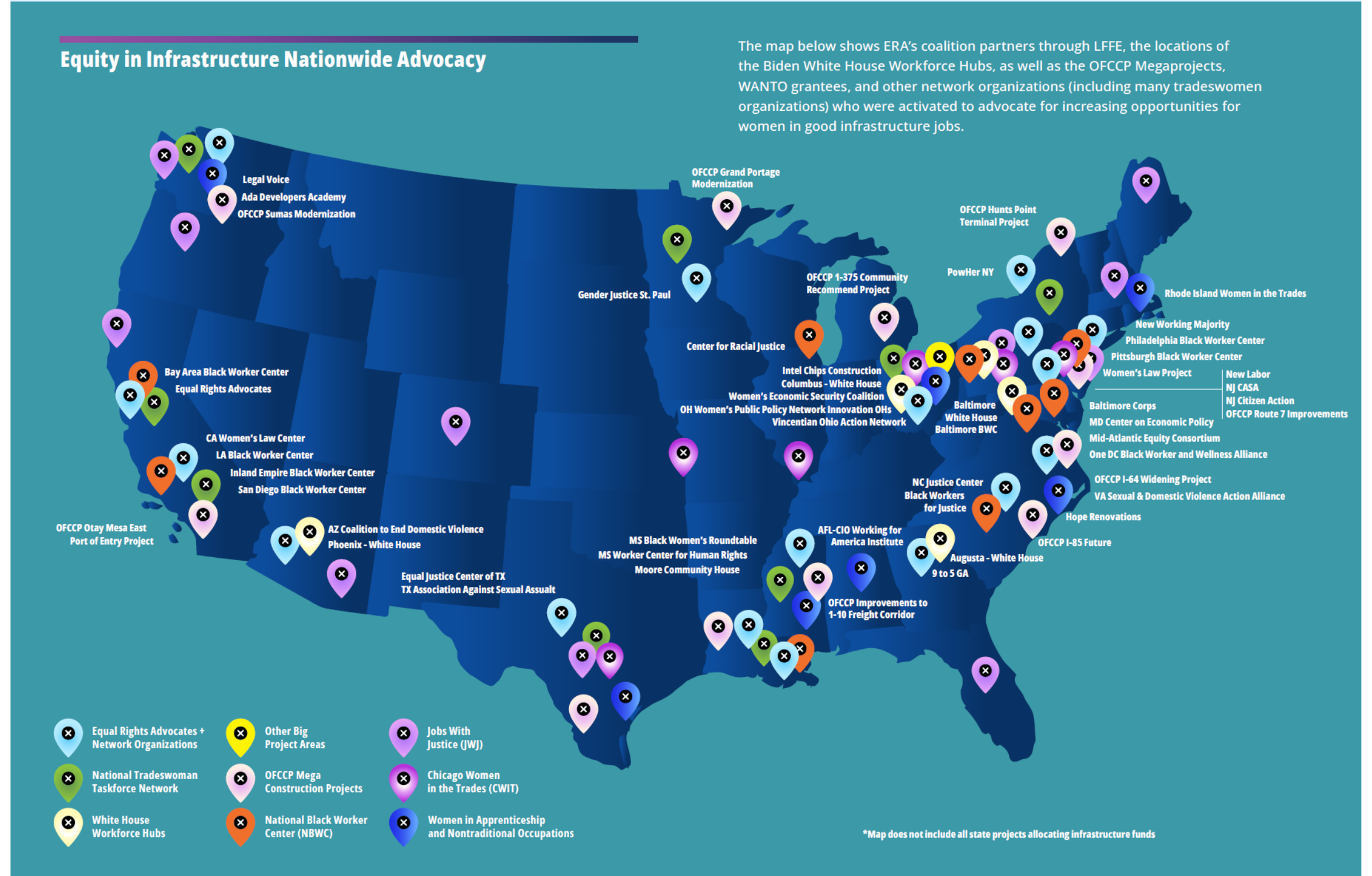 Equity in Infrastructure Advocacy map